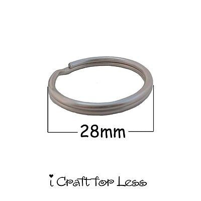 100 Key Rings 28 mm - Round Nickel Plated Key Fob Hardware Key / Split Rings