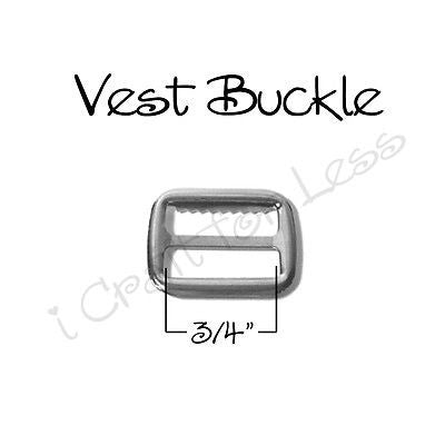 25 - 3/4" Vest Buckle with Teeth / Adjustable Suspender Slide - Nickel Plated