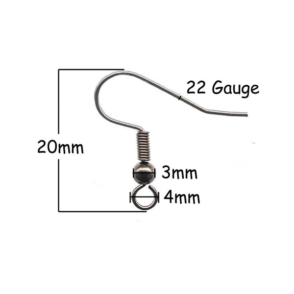 Gunmetal French Hook Earrings - Hypoallergenic Surgical 316L Stainless Steel