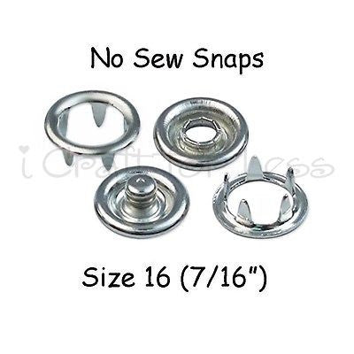 100 Metal Open Ring No Sew Snap Fasteners - PICK SIZE - Nickel Free & CPSIA