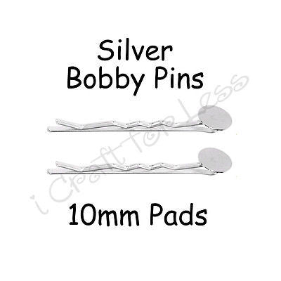 10 Bobby Pin Hair Clip Barrette Blanks w/ Glue Pads