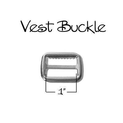 10 Metal 1" Vest Buckle / Adjustable Suspender Slide w/ Teeth - Nickel Plated