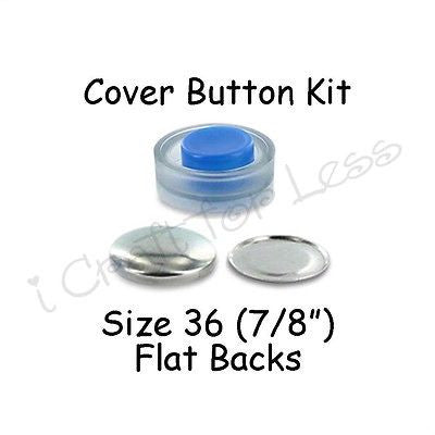 Size 36 (7/8 inch) Cover Buttons Starter Kit (makes 8) with Tool - Flat Backs