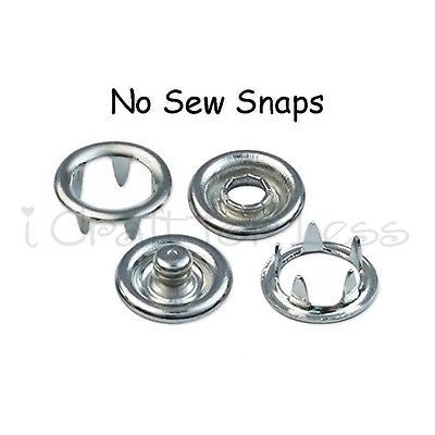 100 Metal Open Ring No Sew Snap Fasteners - PICK SIZE - Nickel Free & CPSIA