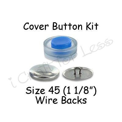 Size 45 (1 1/8 inch) Cover Buttons Starter Kit (makes 6) with Tool - Wire Backs