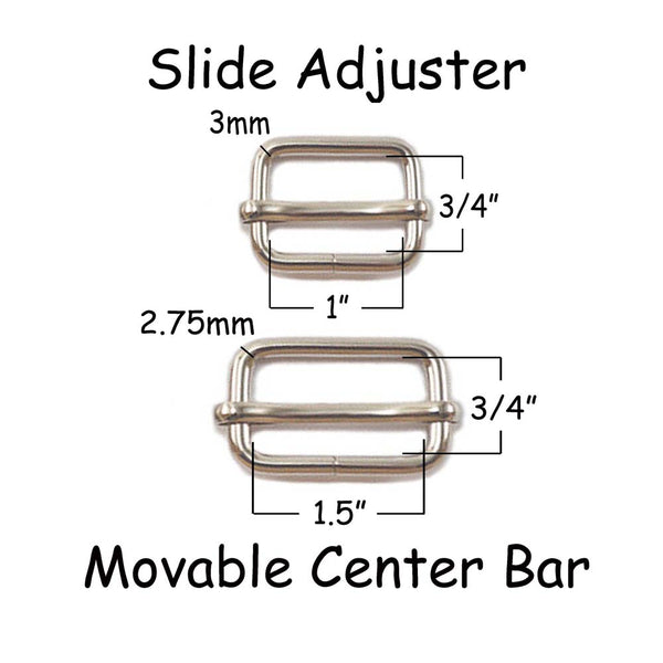 Adjustable Slide Buckle with Movable Center Bar
