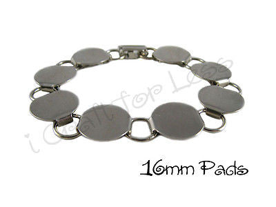 Chunky Disk / Loop Chain Bracelet Blank with 16mm Glueable Pads