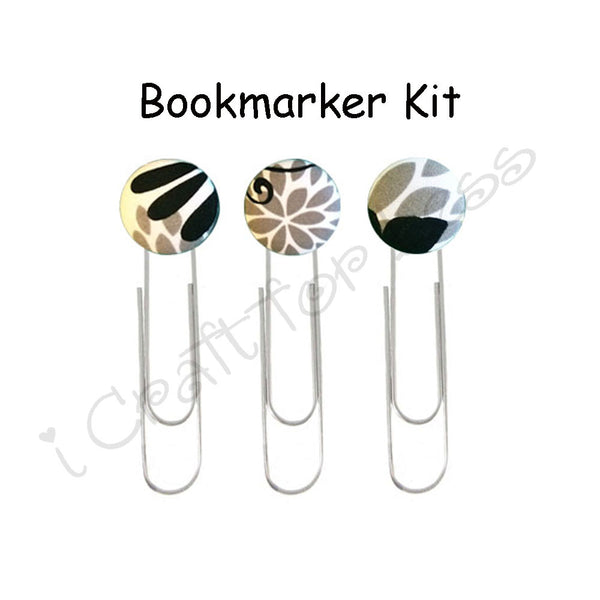 Fabric Covered Button Paper Clips / Book Markers DIY Kit