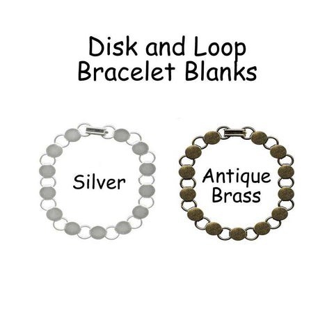 Disk / Loop Chain Bracelet Blank with 9mm Glueable Pads