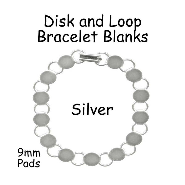 Disk / Loop Chain Bracelet Blank with 9mm Glueable Pads