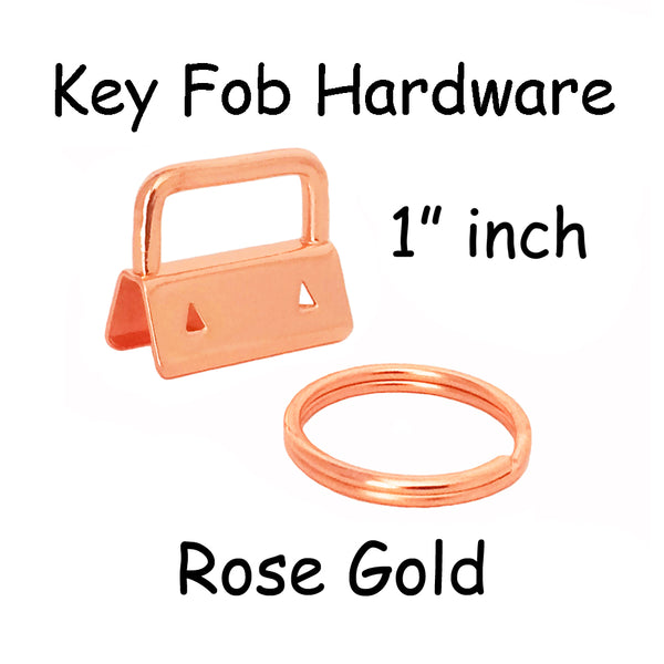 Rose Gold Key Fob Hardware with Key Rings Sets - 1 Inch or 1.25 Inch