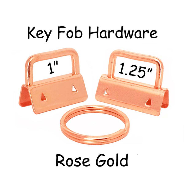 Rose Gold Key Fob Hardware with Key Rings Sets - 1 Inch or 1.25 Inch