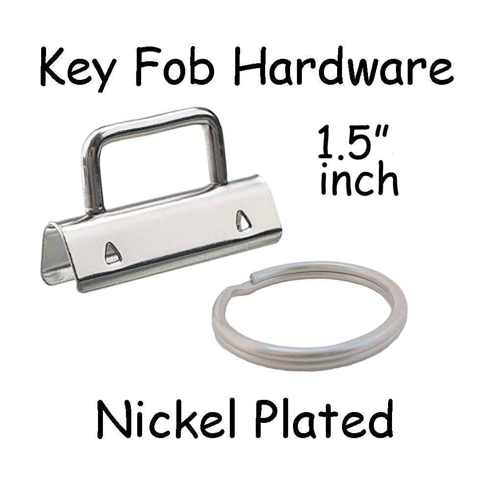 Nickel Key Fob Hardware with Key Rings Sets - 1.5 Inch