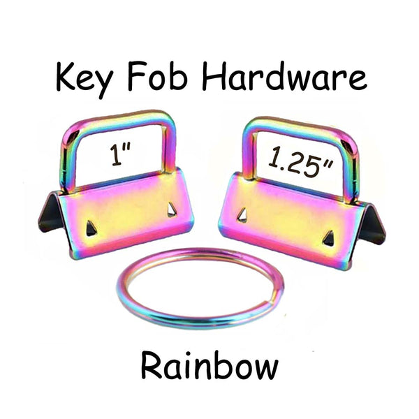 Rainbow Key Fob Hardware with Key Rings Sets - 1 Inch or 1.25 Inch