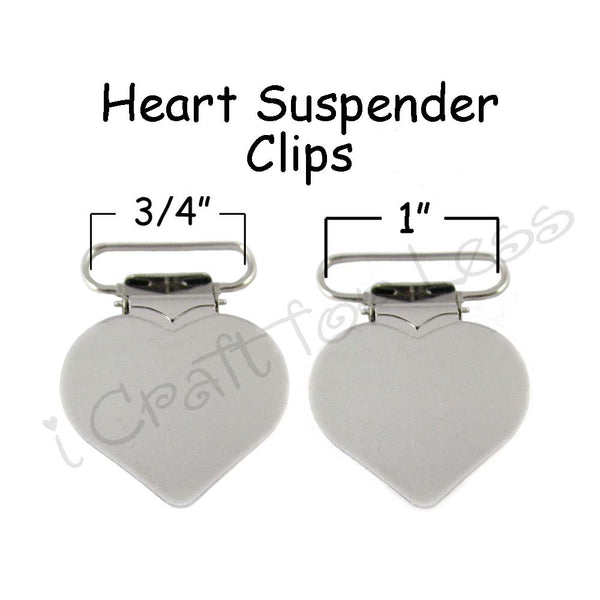 3/4" or 1" Heart Suspender Clips