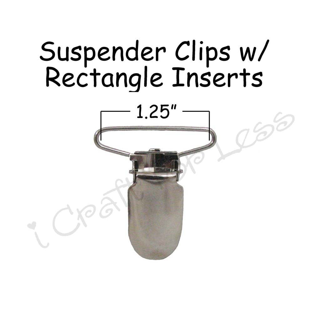 1.25" Suspender Clips with Rectangle Inserts